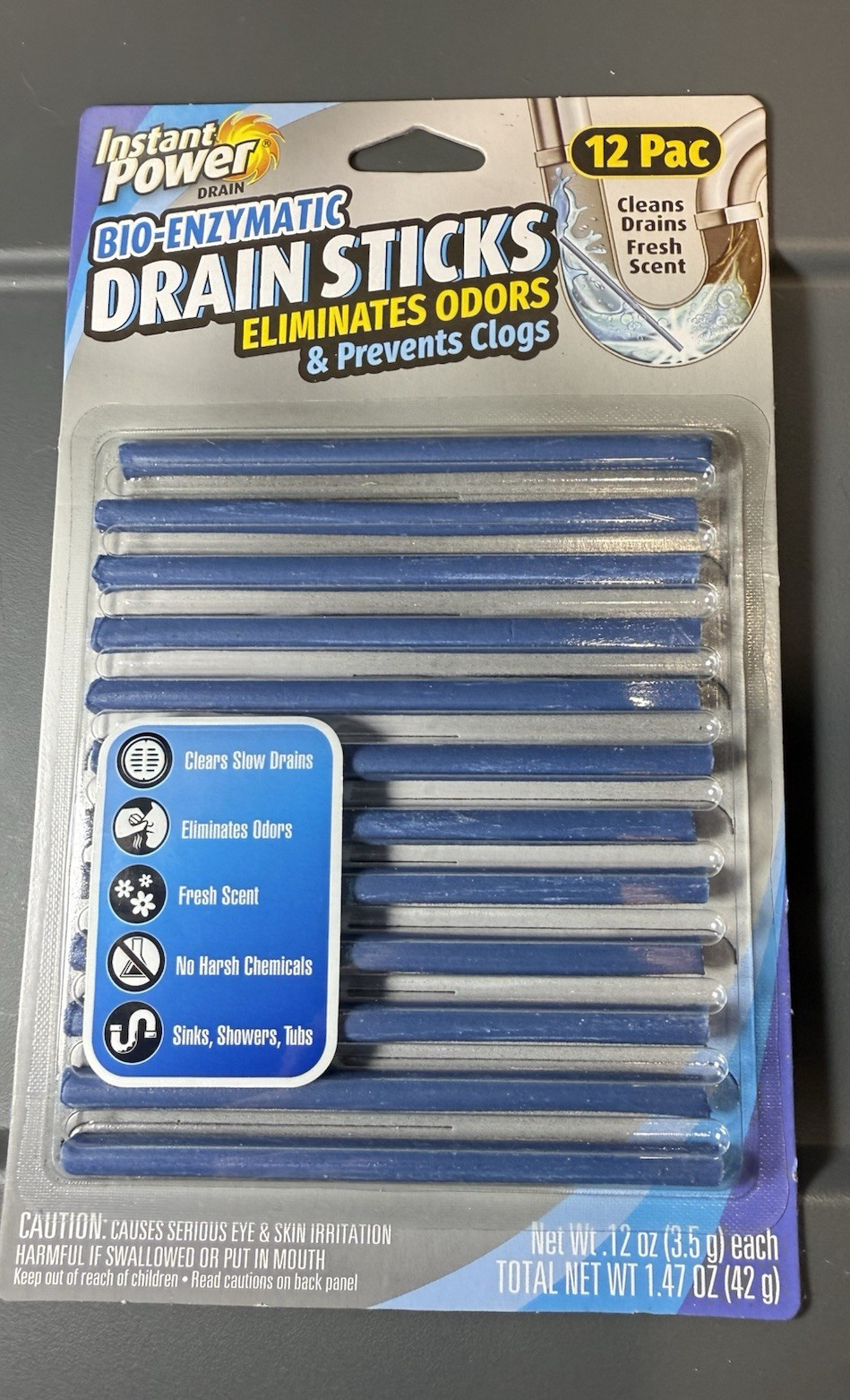 Instant Power Bio Enzymatic Drain Sticks 12 Pack Eliminate Odors & Prevent Clog gallery