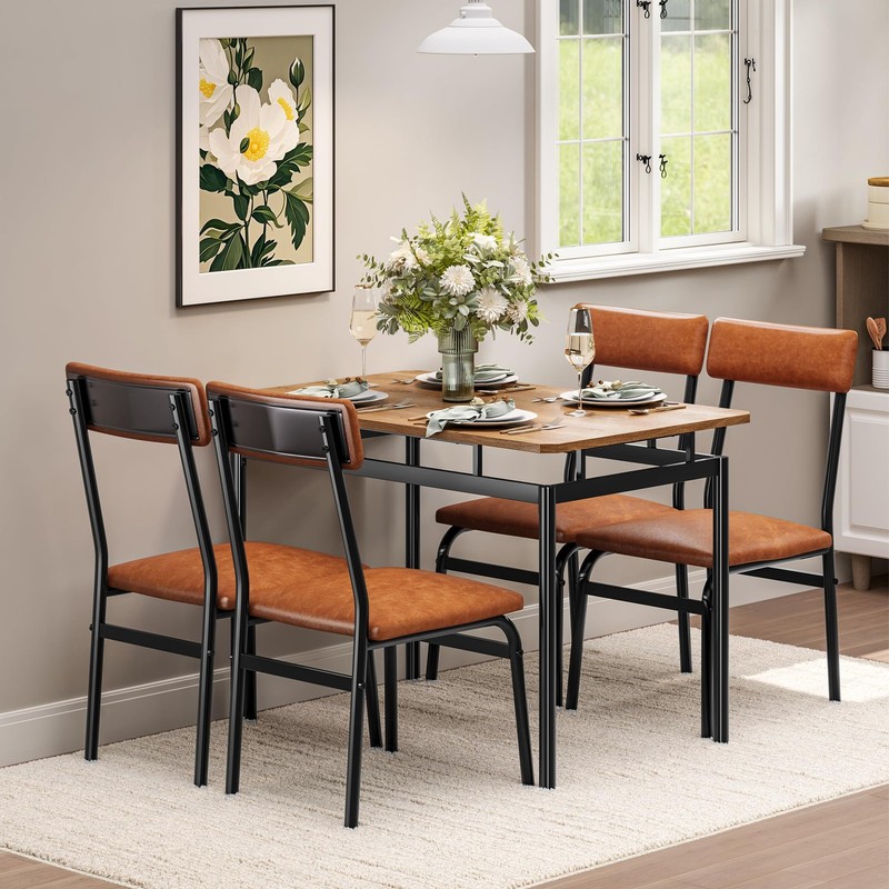 Dining Table Set for 4,5 Piece Kitchen Table Set W/4 Chairs,Dining Room Furnitur gallery
