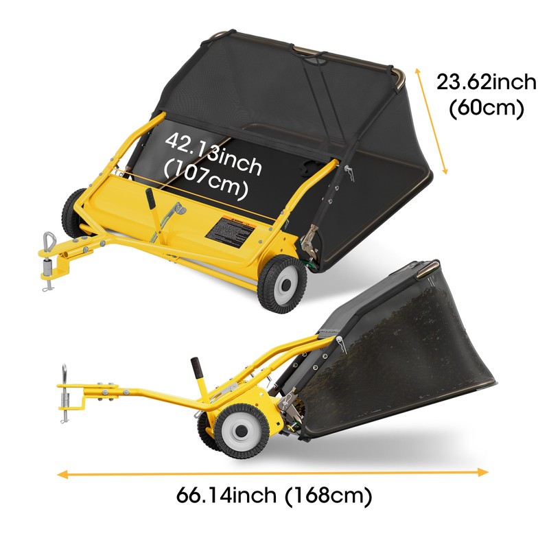 42" Lawn Sweeper Tow Behind Pull Behind Grass Sweeper w/ 18.55cu.ft Large Hopper gallery