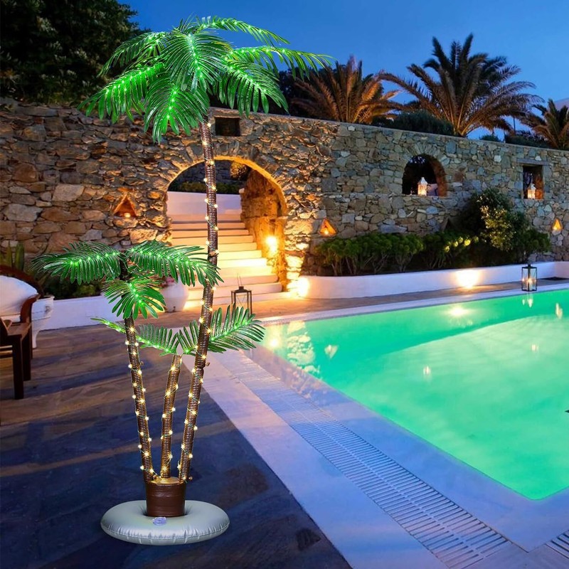 6FT LED Solar Lighted Artificial Palm Tree, Outdoor Christmas Yard Pool Decor gallery