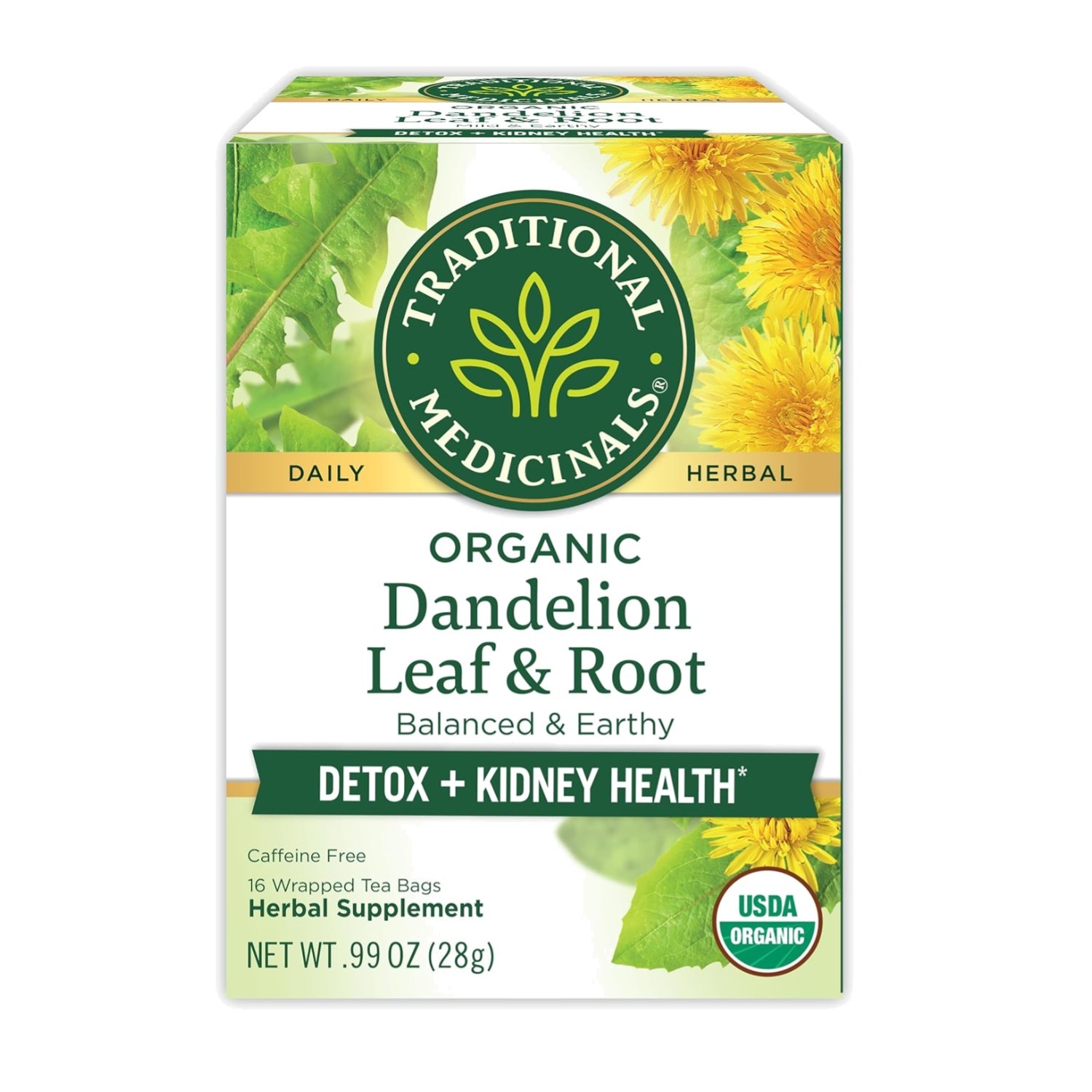 16 Count Caffeine-Free Dandelion Leaf & Root Tea for Kidney Health & Digestion gallery