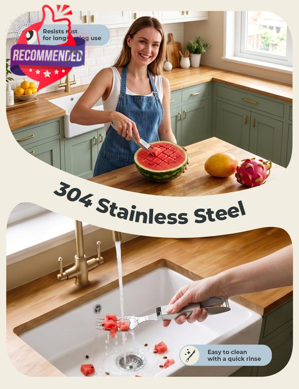 Watermelon Cutter Retractable Fork 1 Pack - Easy Slice & Serve gallery