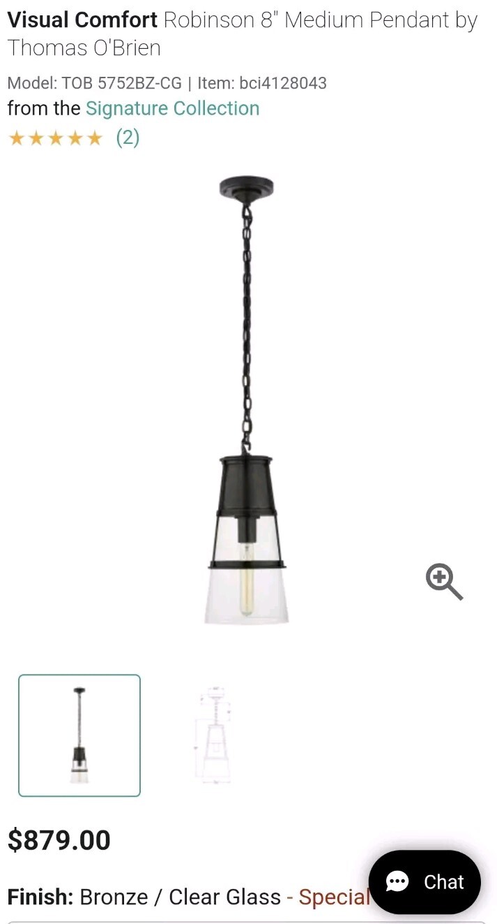 Visual Comfort Robinson 8" Medium Pendant by Thomas O'BrienModel: TOB 5752BZ-CG gallery