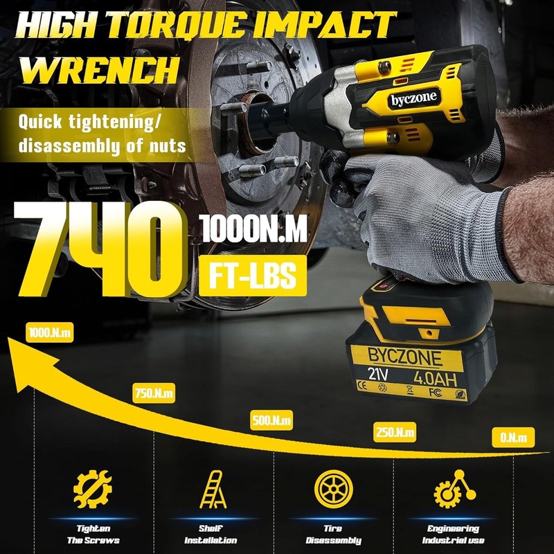 Versatile 21V Cordless Impact Wrench Kit with Batteries & Accessories Included gallery