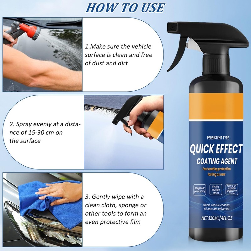 Quick Effect Car Coating Spray 2 Pack, Waterless Wash Polish, Paint Protection gallery
