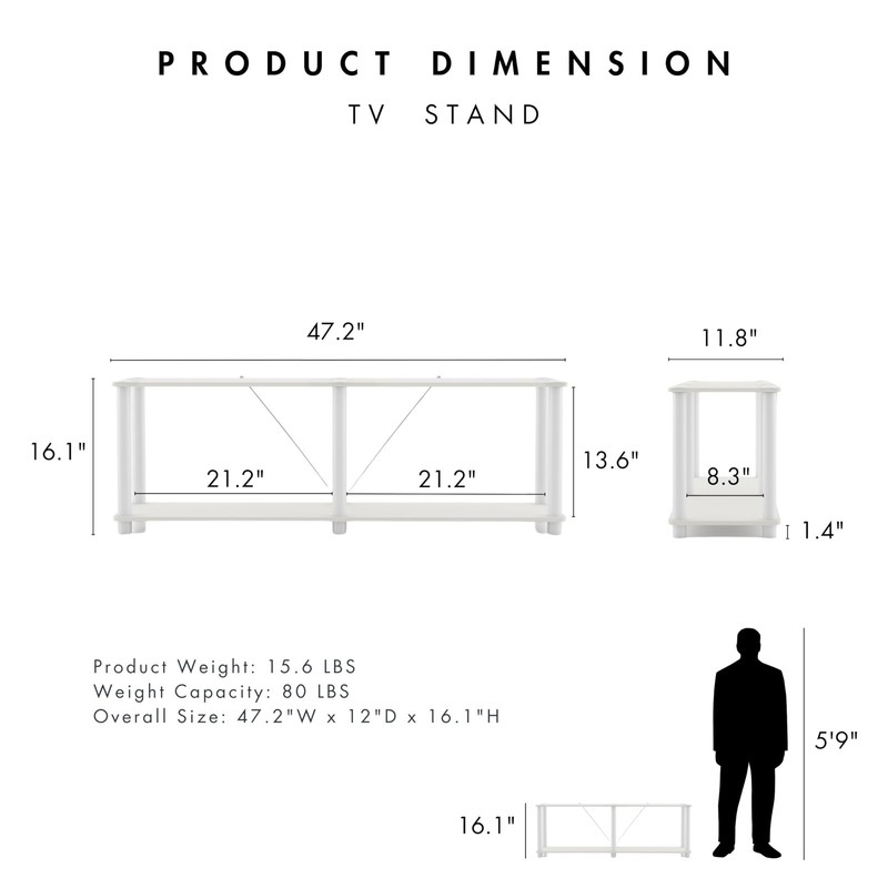 Homes: Inside + Out Homes Inside Out Apexa Modern 2-Tier Extra Wide Shelving gallery