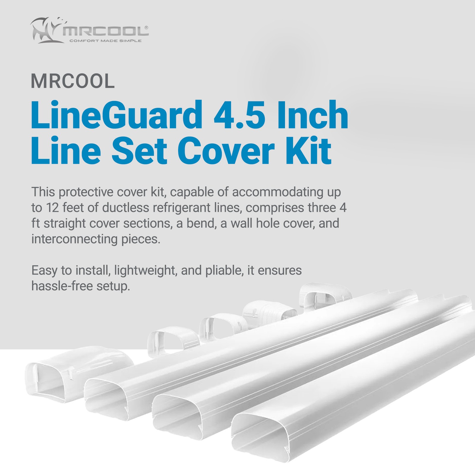 MrCool LineGuard 4.5" Line Set Cover Kit, Durable HVAC Line Protection, 12 Ft gallery