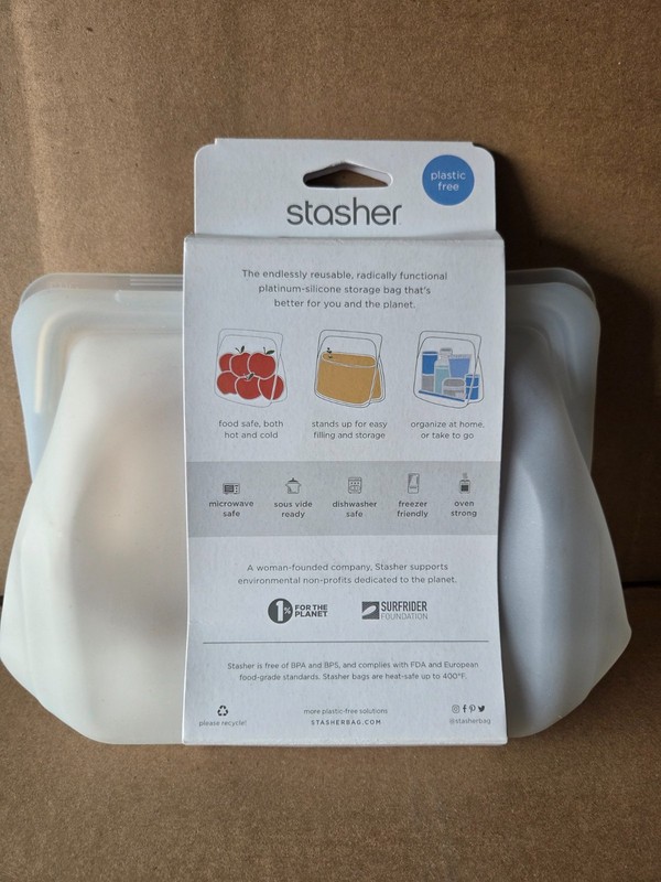 Stasher Stand-Up Mid Reusable Leakproof Silicone Food Storage Bag 56 fl oz Clear gallery