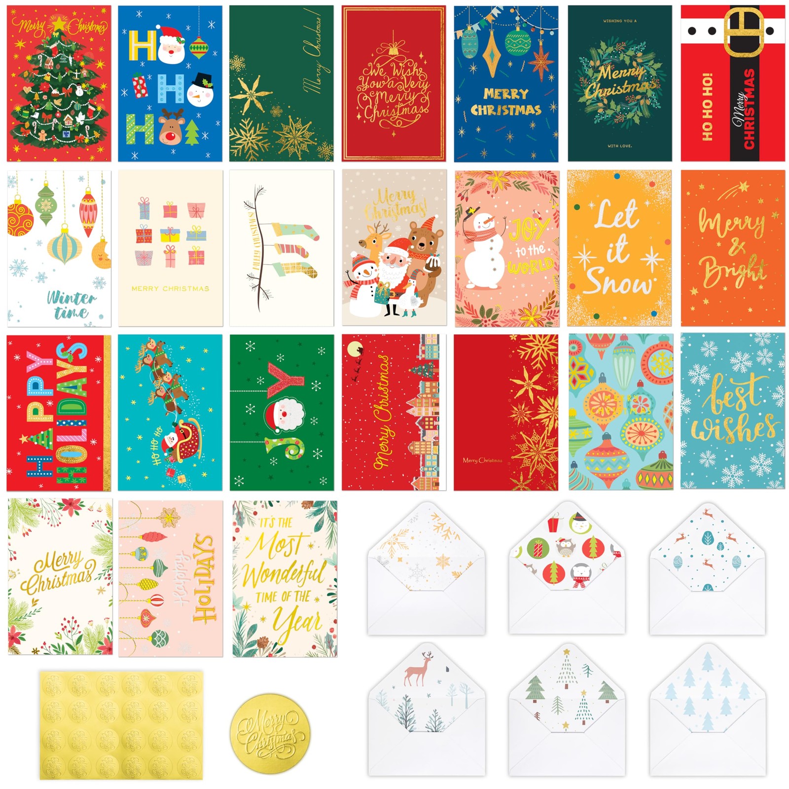 SPIRITDUST 24 Pack Christmas Cards with Envelopes and 4 x 6 inches, mixed gallery
