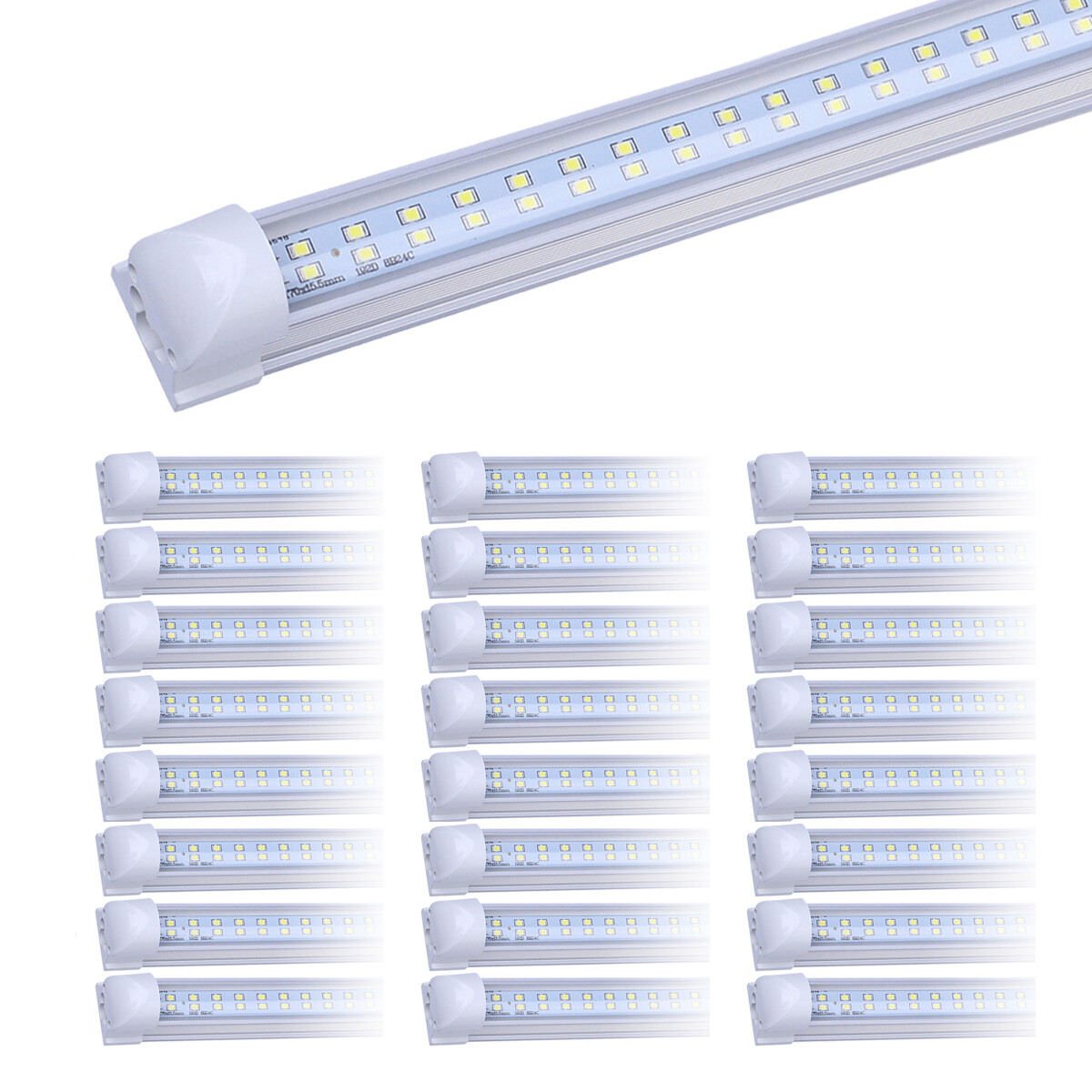 8FT LED Shop Light 72W 6000K T8 Linkable Tube Fixture for Garage Warehouse 25PCS gallery