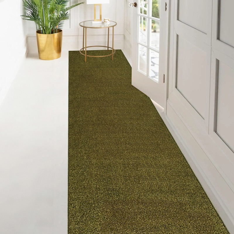 Custom Size SOLID ARMY GREEN Stair Hallway Runner Rug Non Slip Rubber Back gallery