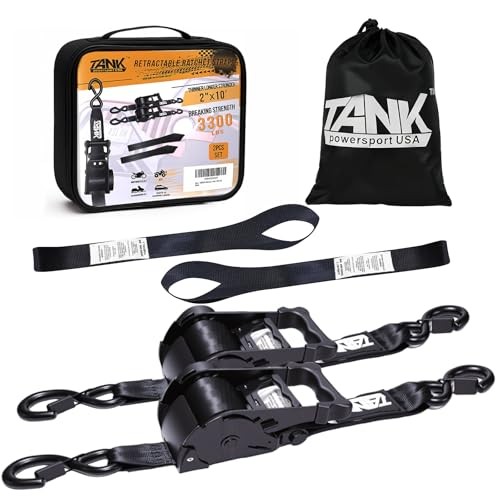 3300LB Retractable Ratchet Straps(2 Pack), 2" x 10FT Tie Down 3300 Pounds gallery