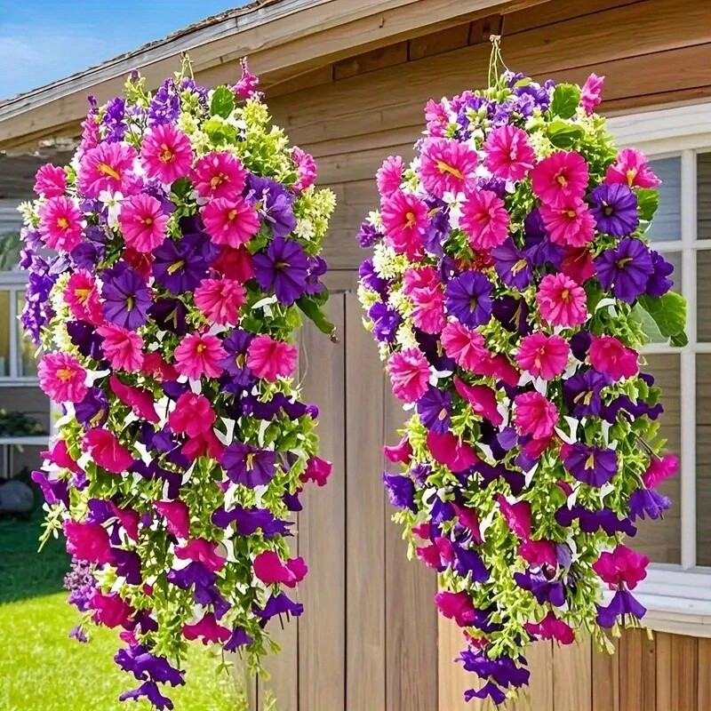 2PCS Artificial Morning Glory Vines UV Resistant Hanging Flowers Outdoor Decor gallery