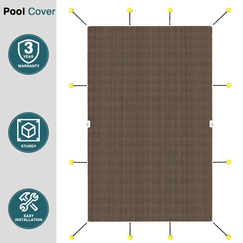 Winter Rectangle Inground Swimming Pool Heavy Duty Safety Cover Brown Customize gallery