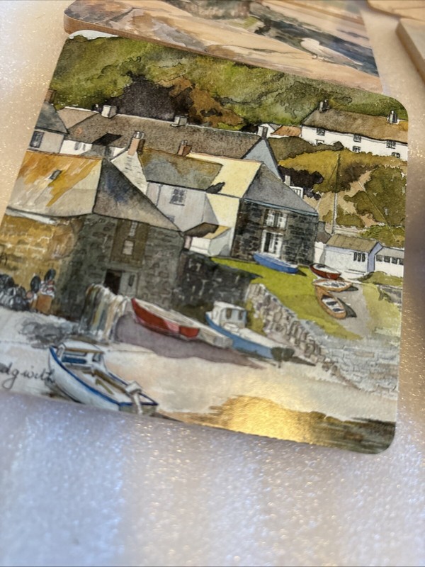 Cornwall CorkBacked 6 Coasters New In Box By Mollie Fisher 3.5/8” Seaside (a38 gallery