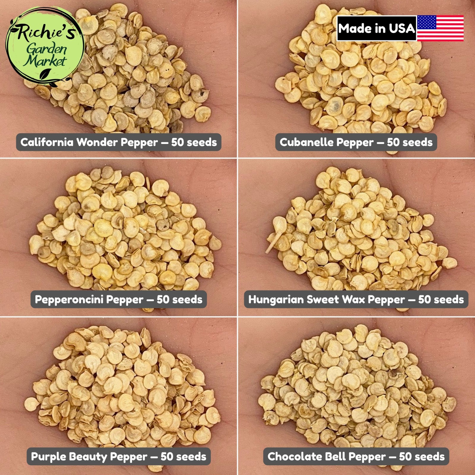 6 Sweet Pepper Seeds Collection, High Yield, Non-GMO, Fast Growing, Easy to Grow gallery