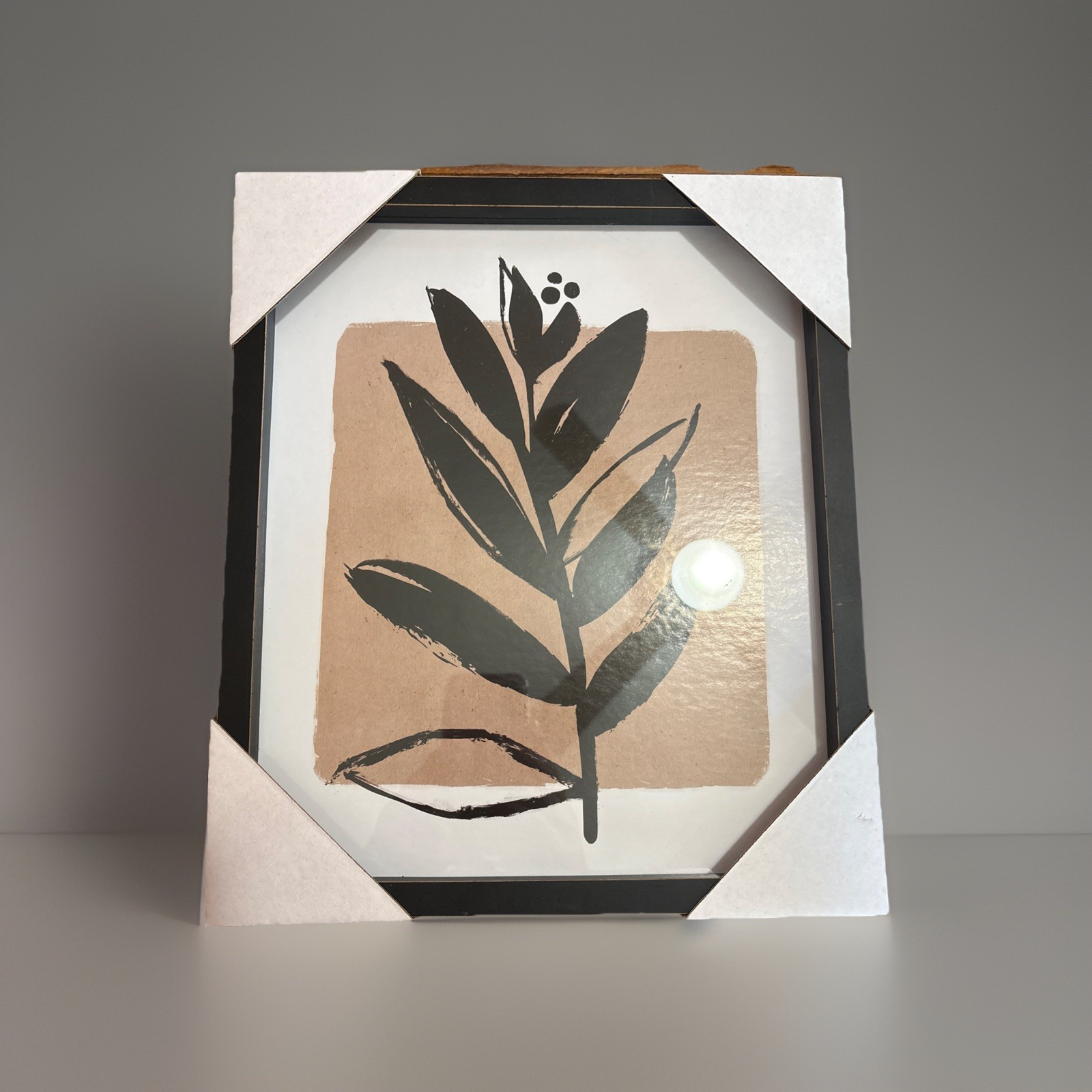 Set Of 2 Framed Botanical Leaf Prints - Black Beige & White gallery