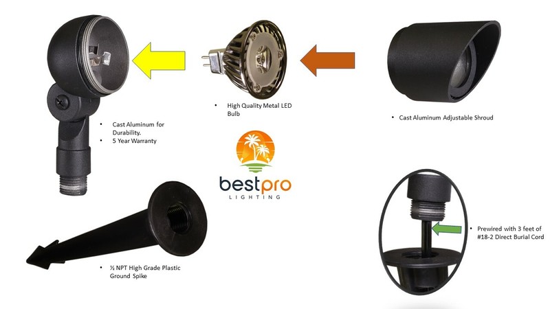 Best Pro Lighting Low Voltage Lighting Up Light Spot LED Rust Finish 2 Pack gallery