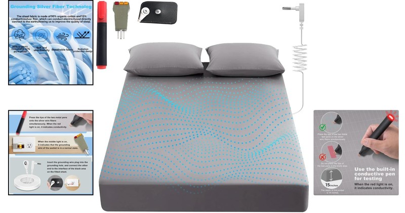 Grounding Sheets King Size - 90% Organic Cotton & 10% Silver Fiber for Pain R... gallery