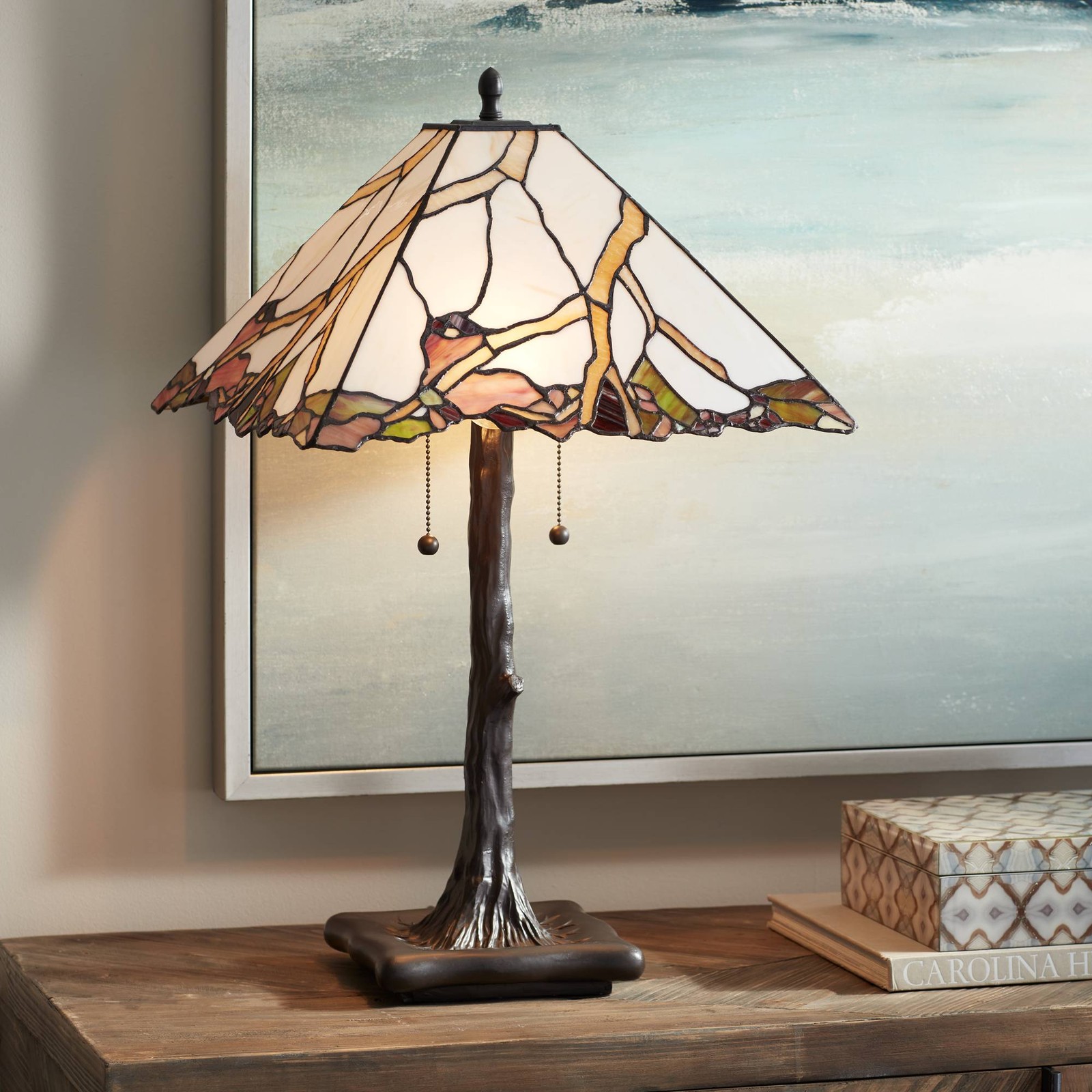 Cherry Blossom Rustic Tiffany Style Table Lamp 26" High Dark Bronze for Bedroom gallery