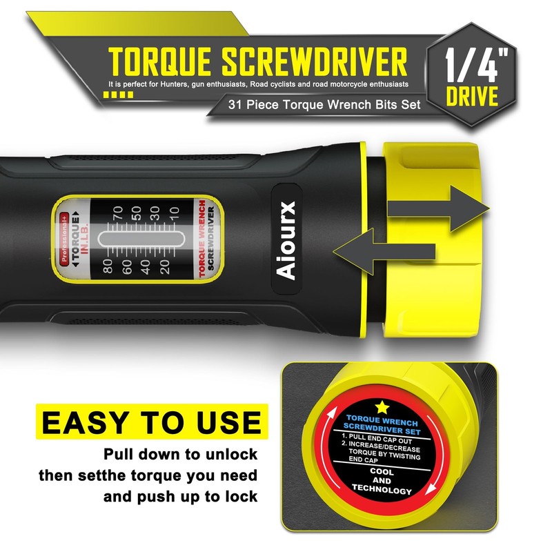 Torque Screwdriver Set, 10-80 Inch Pounds lbs, 31 Piece 1/4" Drive Torque Scr... gallery