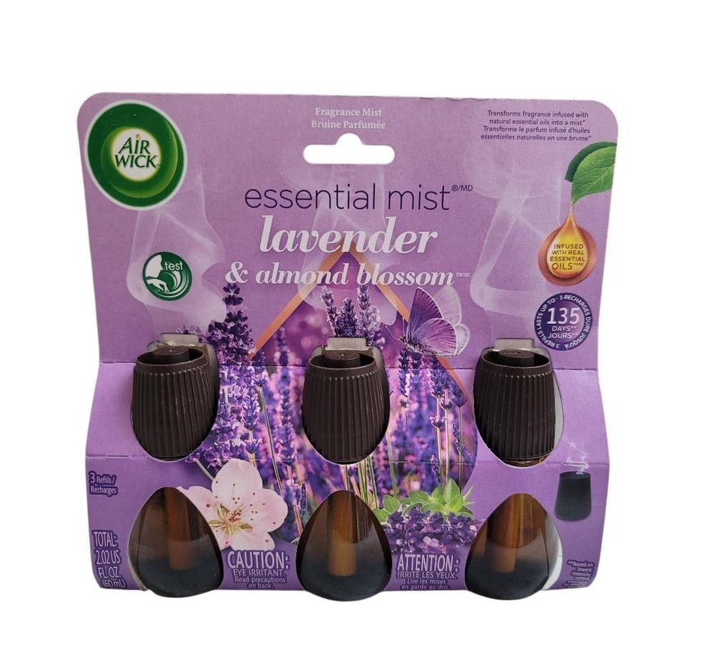 Air Wick Essential Mist Refill 3 Count, Lavender & Almond Blossom, Natural Essen