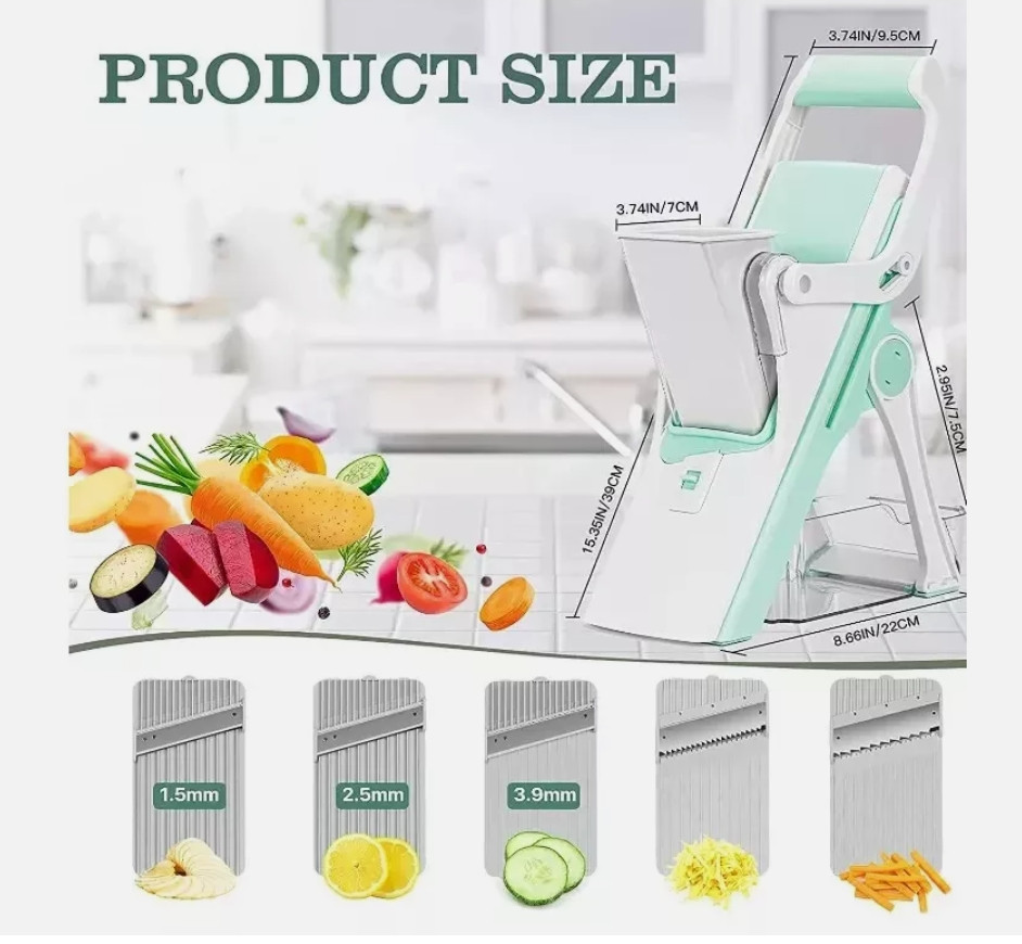 Safe Mandoline Slicer 5 in 1 Vegetable Chopper Food Potato Cutter Adjustable gallery