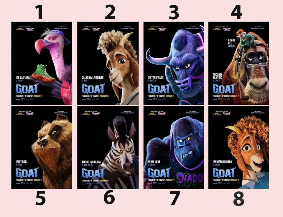 GOAT Animated Movie Character Poster Collection February 13 2026 gallery