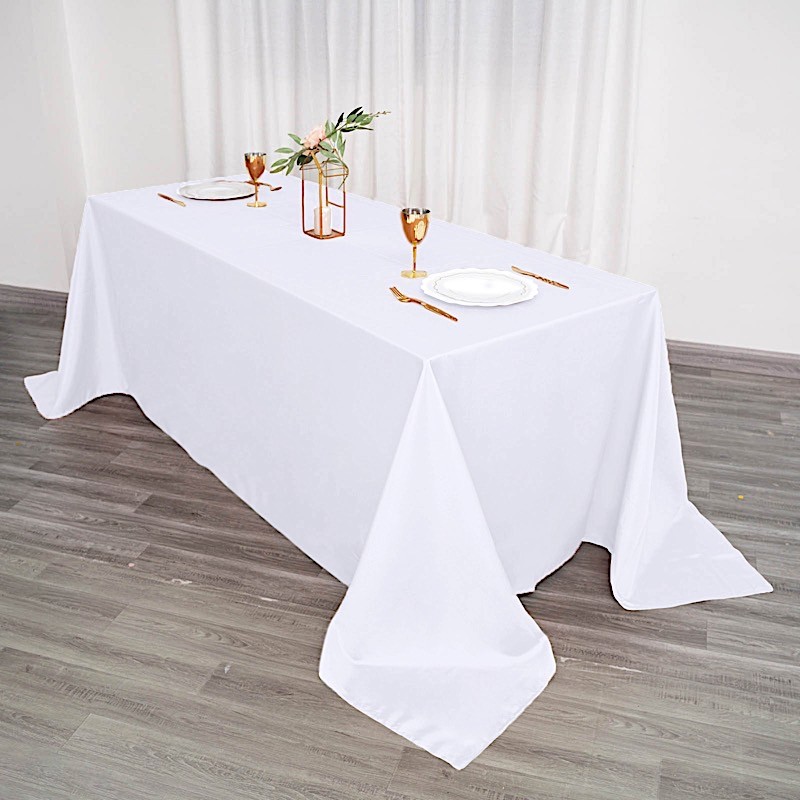 WHITE Polyester 90x132" Rectangle TABLECLOTHS Wedding Party Supplies Linens gallery