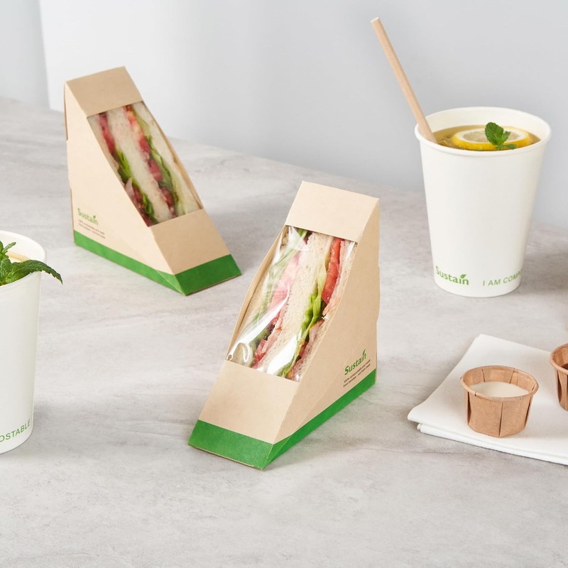 Compostable Takeout Food Containers - Greaseproof Paper Sandwich Boxes gallery