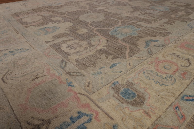 Brown/ Ivory Wool Authentic Oushak Vegetable Dye Turkish Rug 8x10 Handmade gallery