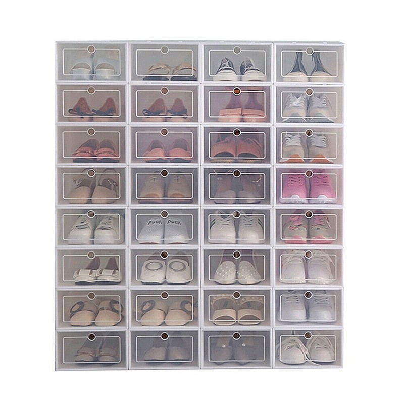 12 Pack Clear Shoe Storage Box Stackable Plastic Organizer Drop Front Container gallery