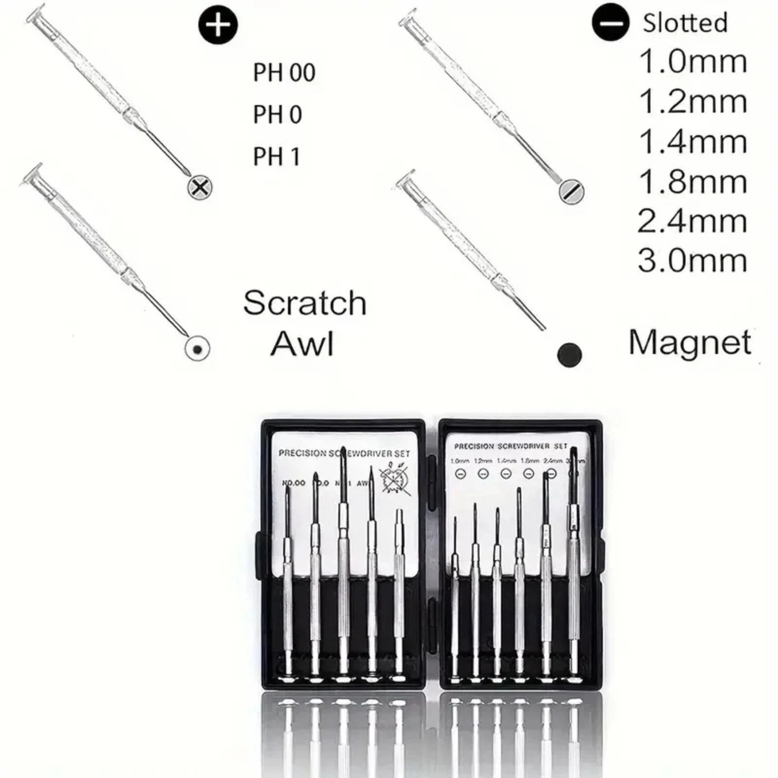 11pc Small Precision Screwdriver Set Mini 6 Sizes Flat Philips for Watch Glasses gallery