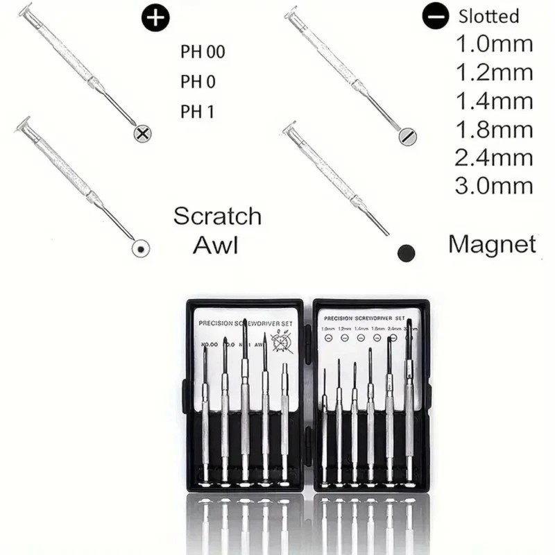 11pc Small Precision Screwdriver Set Mini 6 Sizes Flat Philips for Watch Glasses gallery