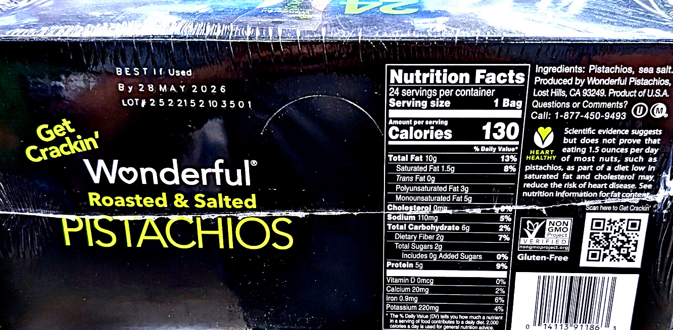 Wonderful Pistachios Roasted and Salted 24 x 1.5 Oz Variety Pack EXP 05/2026 gallery