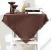 BURLAP CHOCOLATE TABLE CLOTH / TOPPER 40X40" FRINGED COTTON WOVEN INTO BURLAP gallery