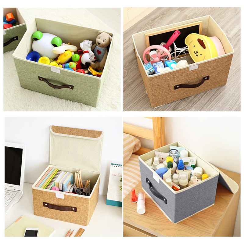 2/6/12Pc Linen Fabric Cube Storage Bins Boxes Foldable Home Organizer Baskets gallery
