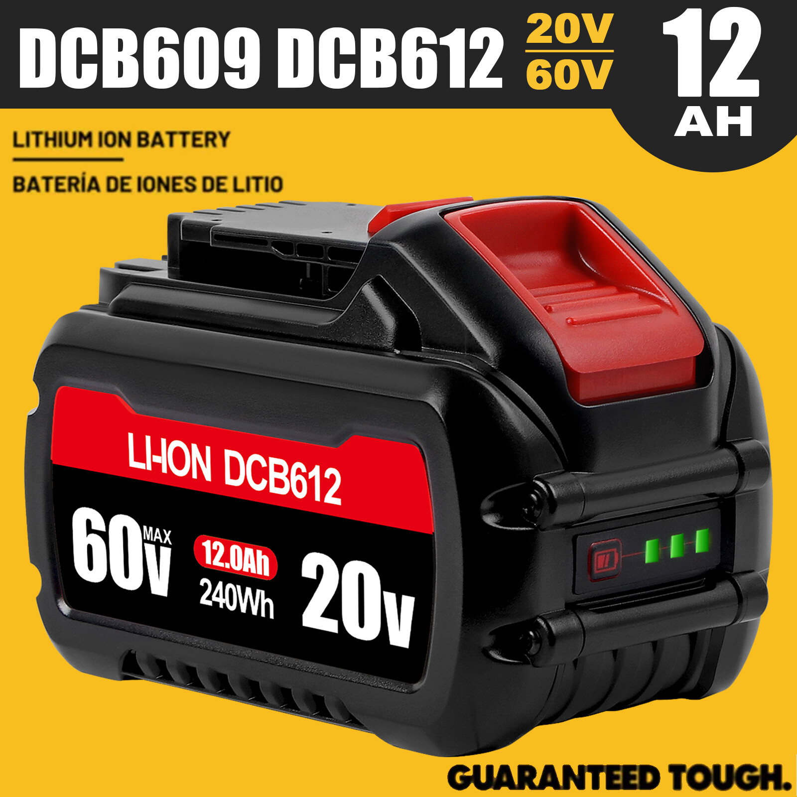 12 Ah Lithium-Ion Battery For Dewalt 20V/60V MAX FLEXVOLT DCB612 DCB606 DCB609 gallery