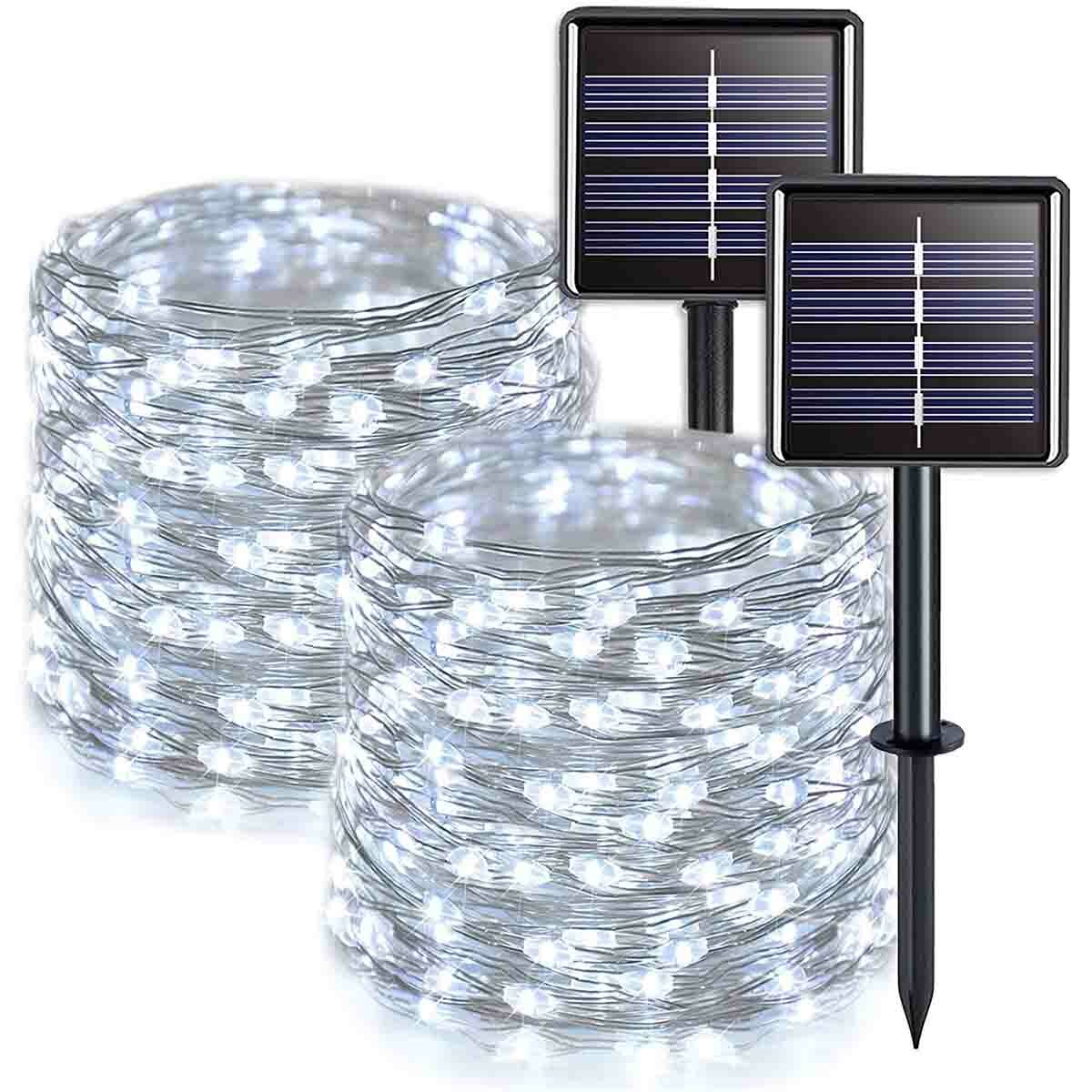 2 Pack 8 Modes 100 LED Solar Fairy Lights Waterproof 39 Ft Copper Wire Lights gallery