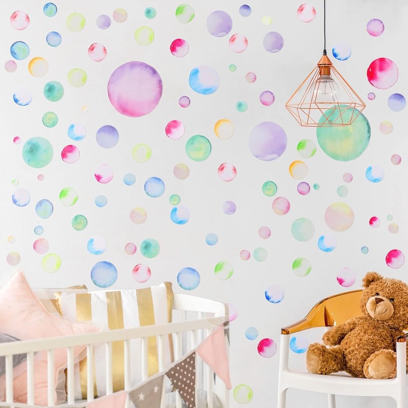 150 Pieces Large Polka Dot Wall Decals Watercolor Dots Wall Stickers Rainbow Col gallery
