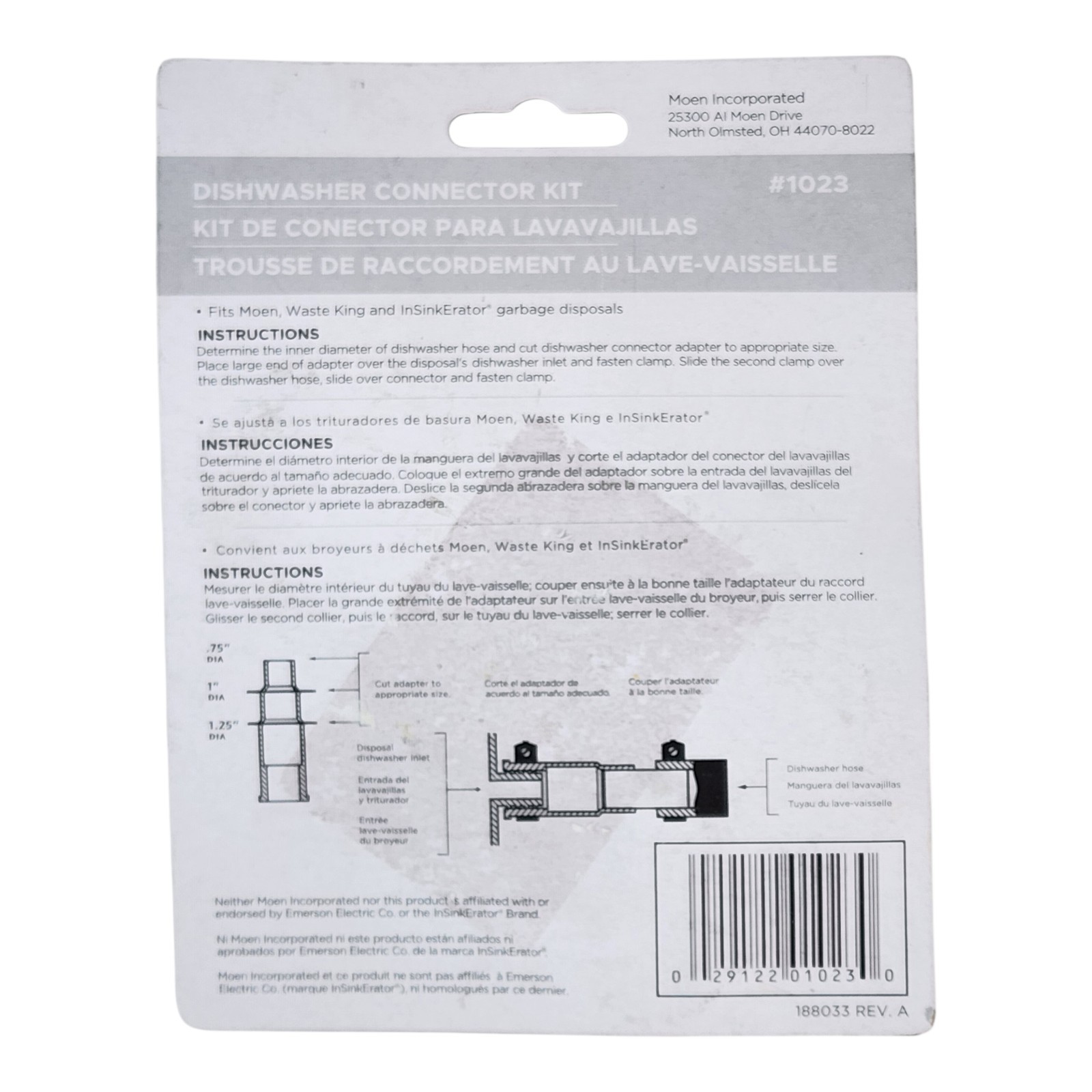 Moen 1023 Dishwasher Connector Kit for Waste King InSinkErator Garbage Disposal gallery