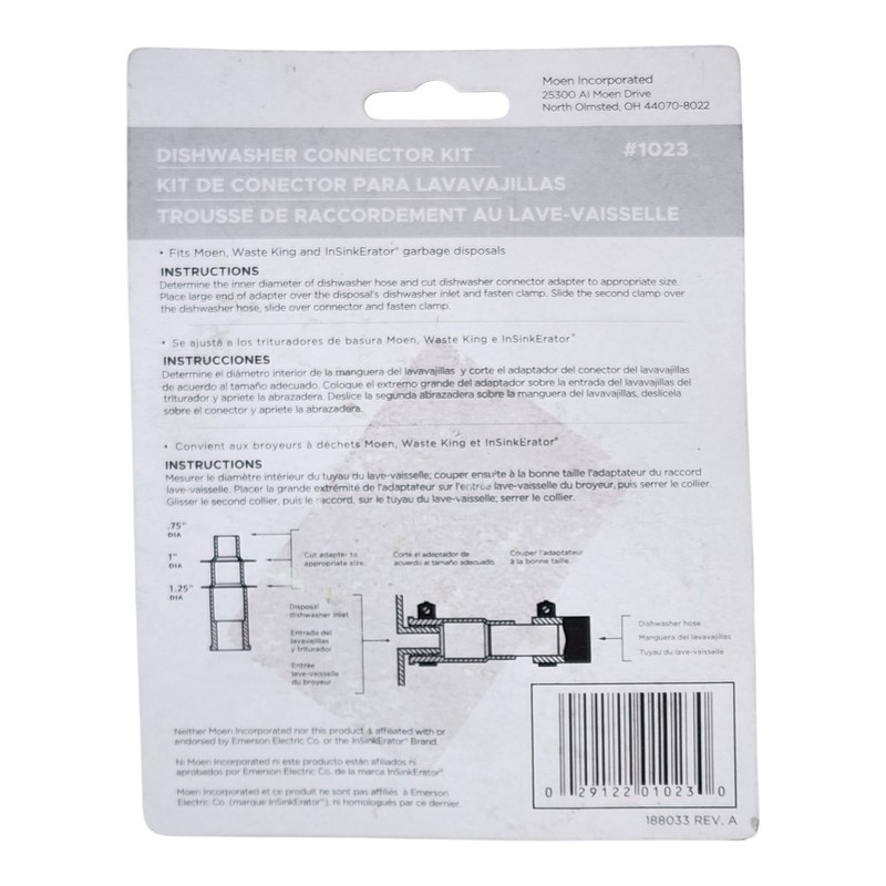Moen 1023 Dishwasher Connector Kit for Waste King InSinkErator Garbage Disposal gallery