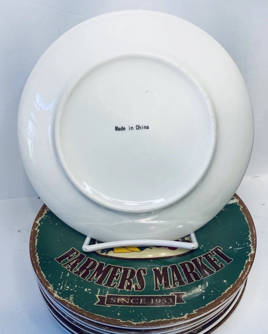 Susan Winget Fresh & Local Farmers Market Stoneware Salad Plates 7.5in SET OF 3 gallery