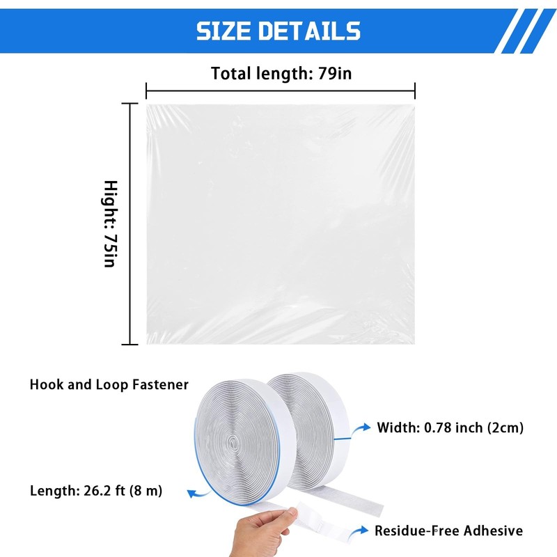 Heavy Duty Window Insulation Kit for Winter - 75 in x 79 in Clear Plastic 180... gallery