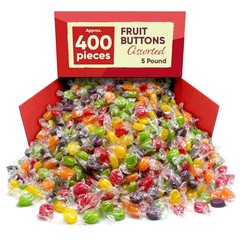 Assorted Fruit Flavored Buttons Discs, Bulk Nostalgia Hard Candy (5 Pounds) Sale