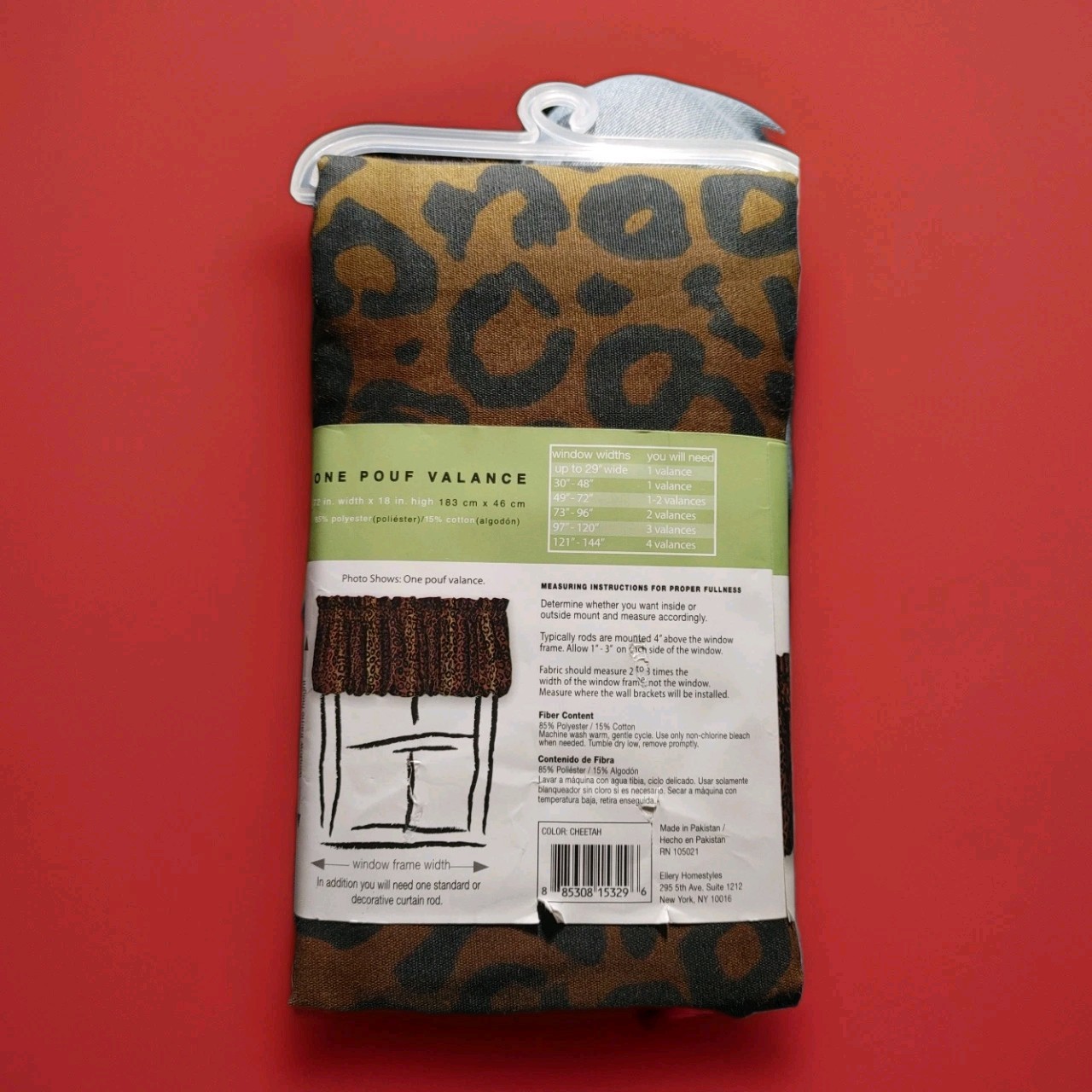 Ellery Homestyles Top it Off Pouf Valances Cheetah Animal 72" by 18" Use For ART gallery