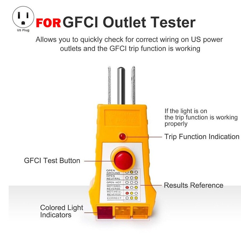 2Pcs 3pin Outlet Tester For Grounding Products For GFCI Electrical AC110V-120V gallery