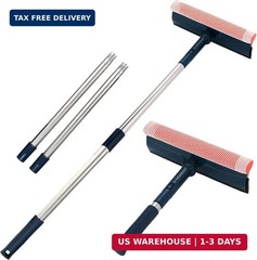 Professional Window Squeegee,2-in-1 Window Cleaner with 56″ Long Stainless Steel