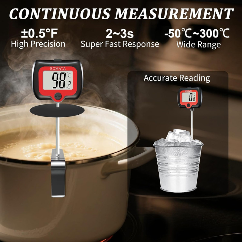 BOMATA Digital Candy Thermometer with Pot Clip, Deep Fry Oil Thermometer with Ro gallery
