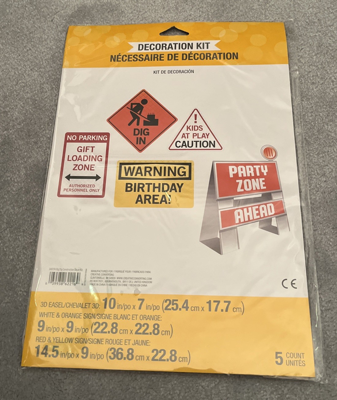 Big Dig Construction Tabletop Easel and Wall Sign Birthday Decor 5 Ct New gallery